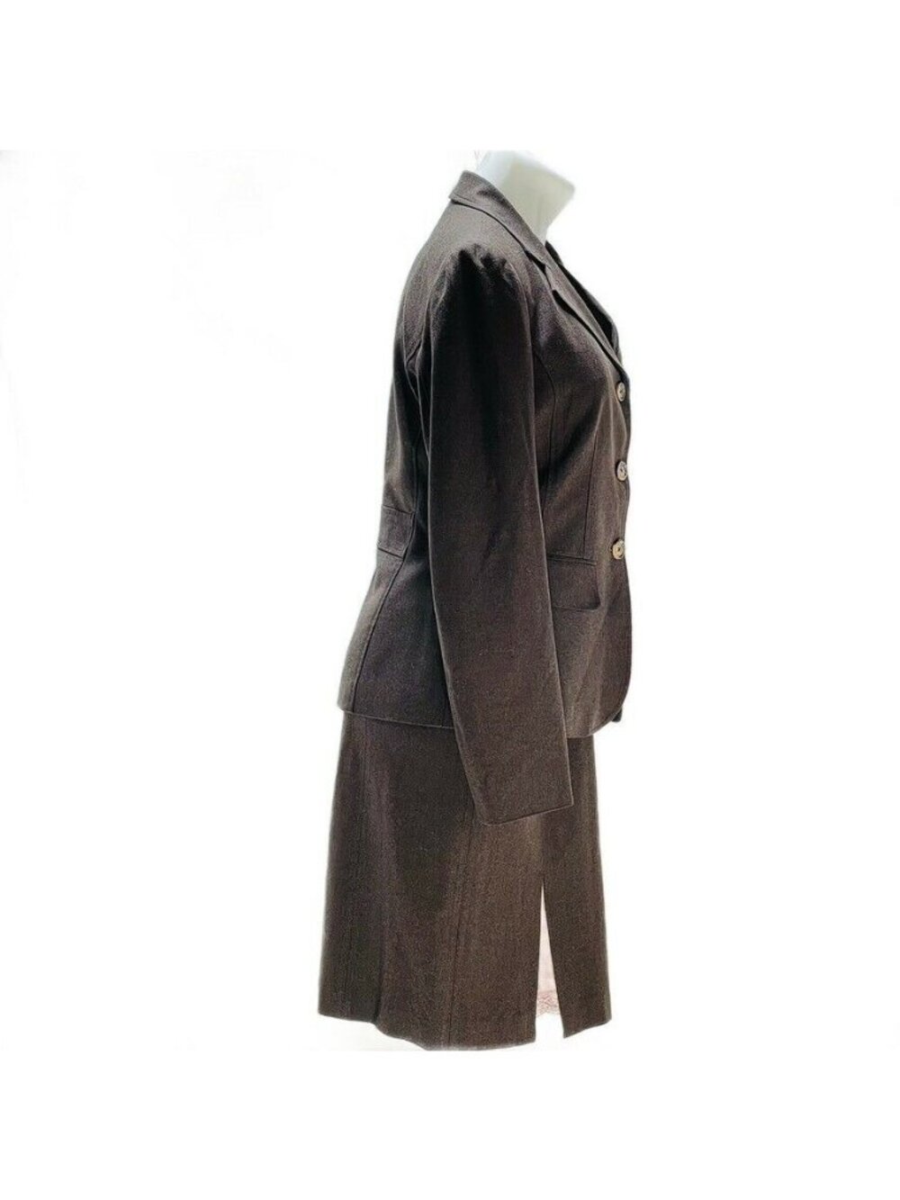 DKNY City Womens Black Blazer & Skirt Suit Set Size 8 With Pink Striped Lining - Picture 4 of 12